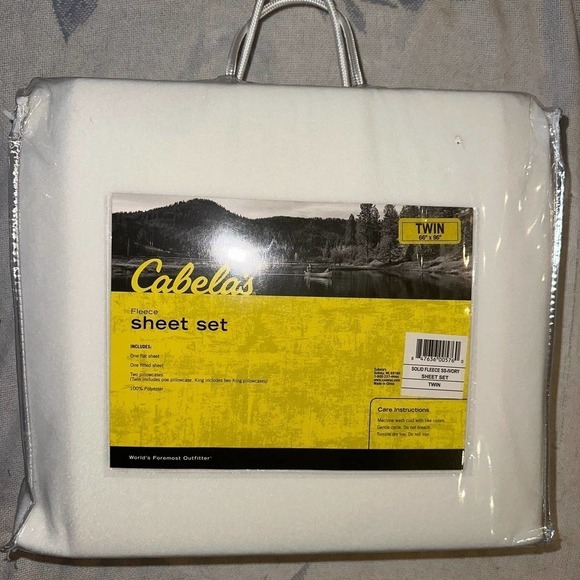 NEW Cabela’s Solid Fleece Twin Sheet Set Ivory - Picture 1 of 4